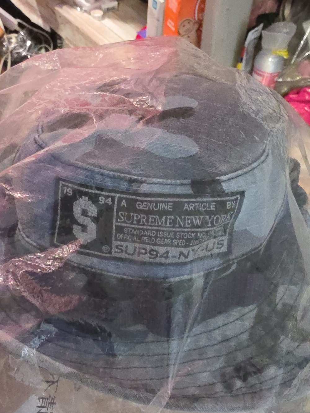 Supreme Blue-Gray Camo Bucket Hat with Front Patch